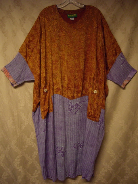 Kusnadi Caftan Tunic Artsy Rayon Batik Lagenlook 2X 3X 4X